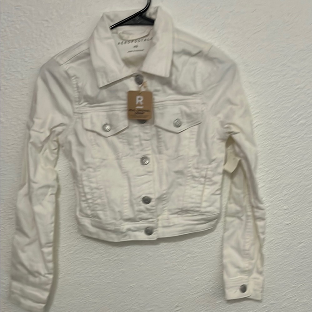 Aeropostale White Cropped Jean Jacket